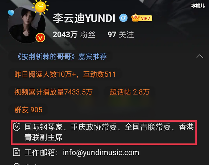 李云迪头衔
