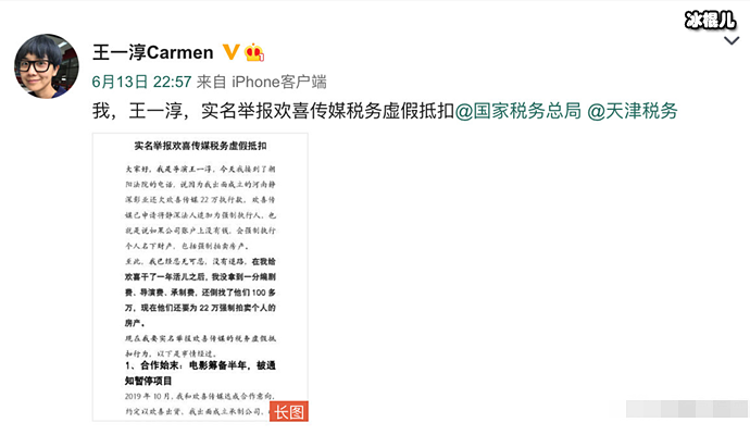 导演王一淳举报欢喜传媒税务虚假抵扣 欢喜传媒回应说了什么