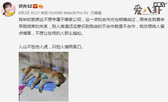 郑爽深夜发文